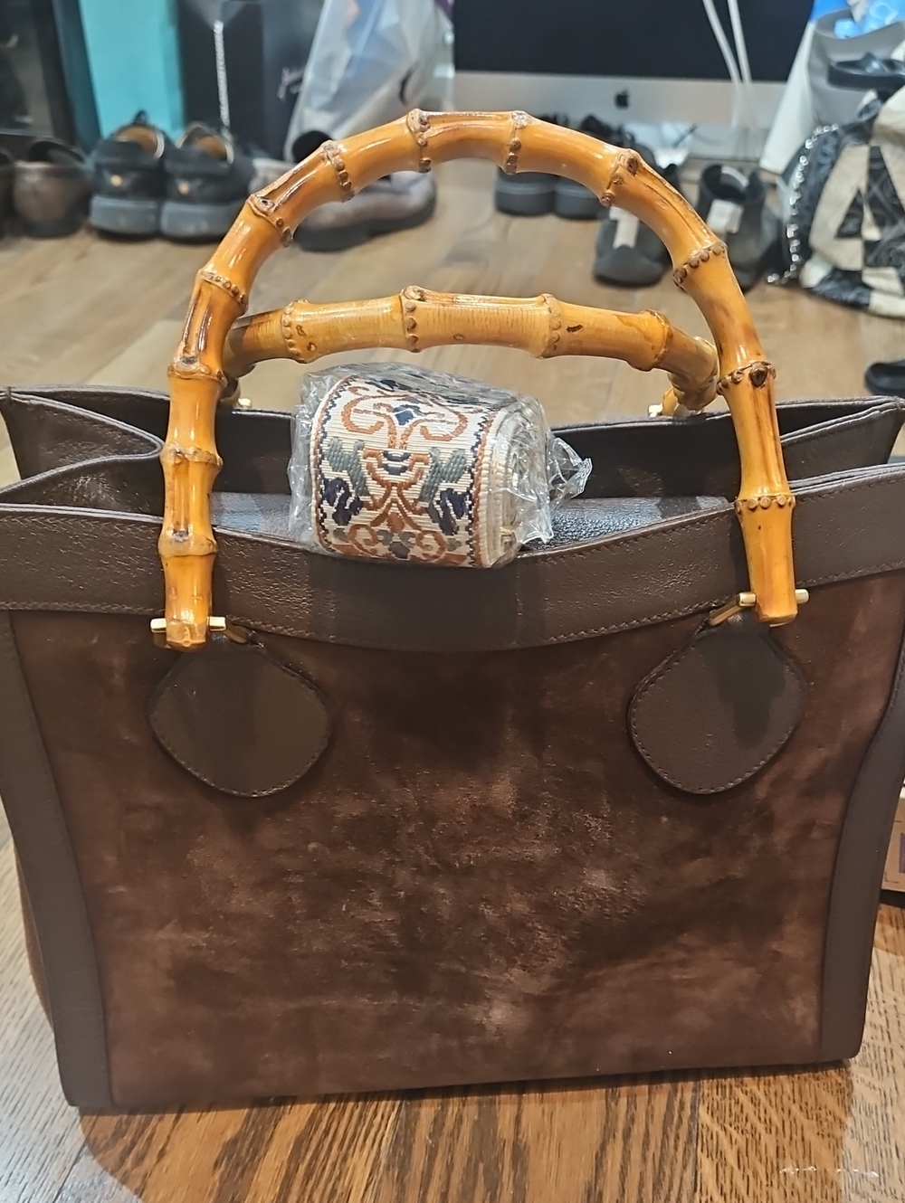 Gucci Vintage Brown Bamboo-Handle Womens Tote Bag